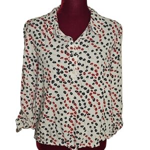 Tommy Hilfiger Red, White & Blue Floral Top Size Large